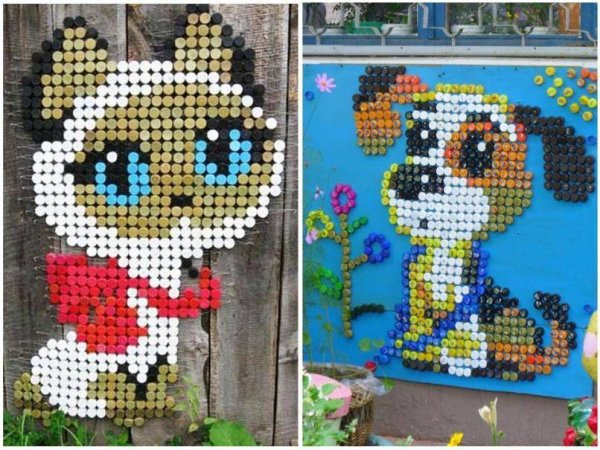 Мозаика из пластмассовых пробок