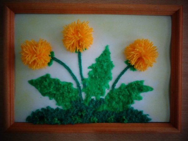 Аппликация из резаных ниток