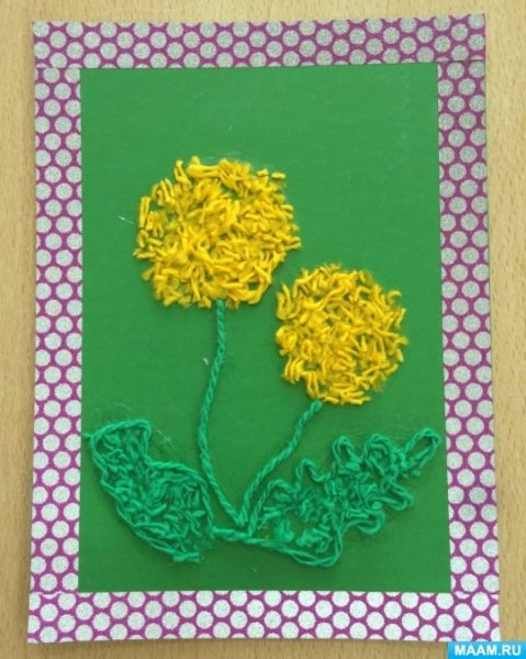 Аппликация из резаных ниток