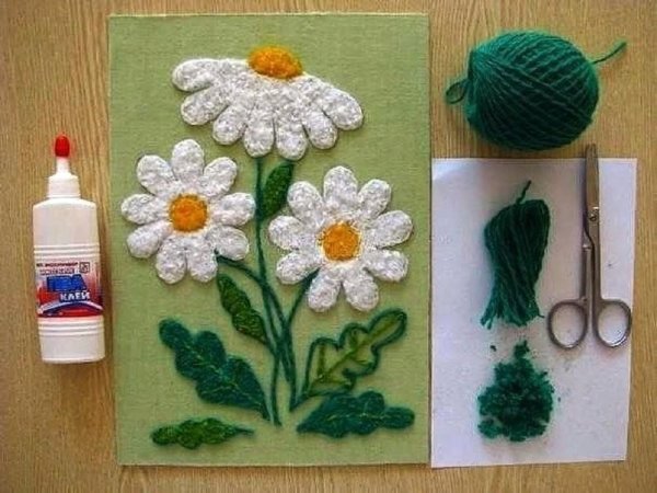 Аппликация из резаных ниток