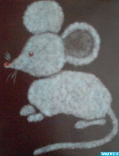 Аппликация из ваты на бархатной бумаге