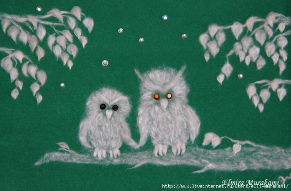 Аппликация из тополиного пуха