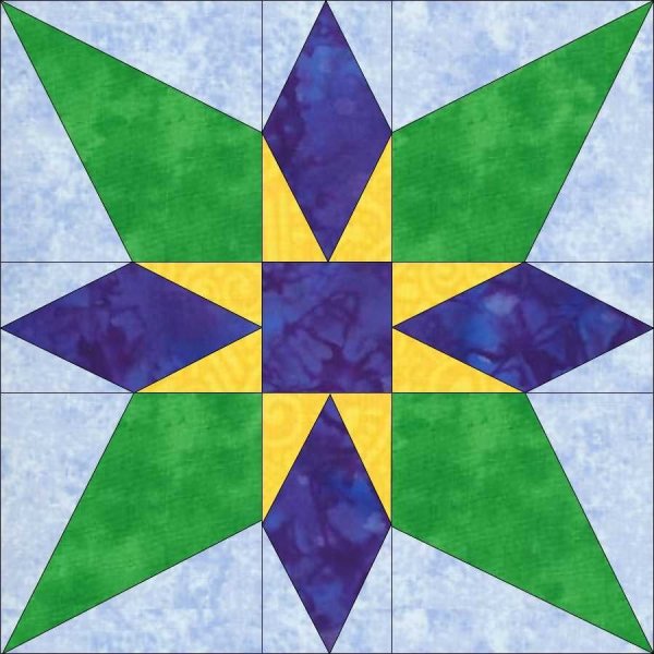 Пэчворк блок четырехконечная звезда