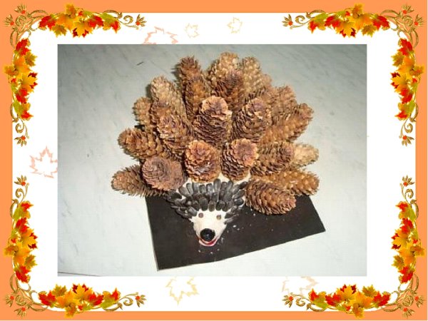 Поделки из шишек и листьев