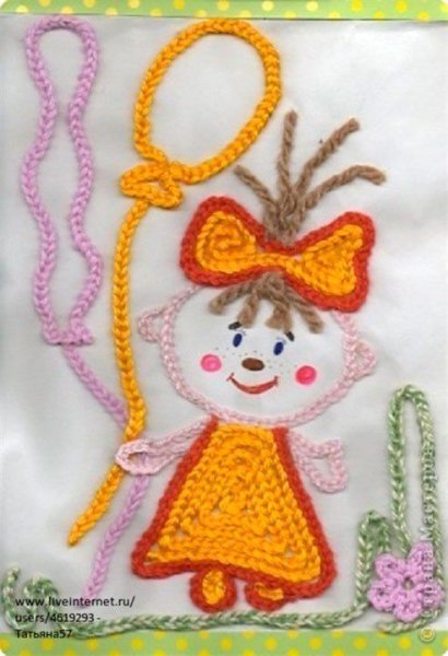 Аппликация из вязаных цепочек