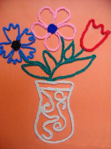 Аппликация из ниток для детей