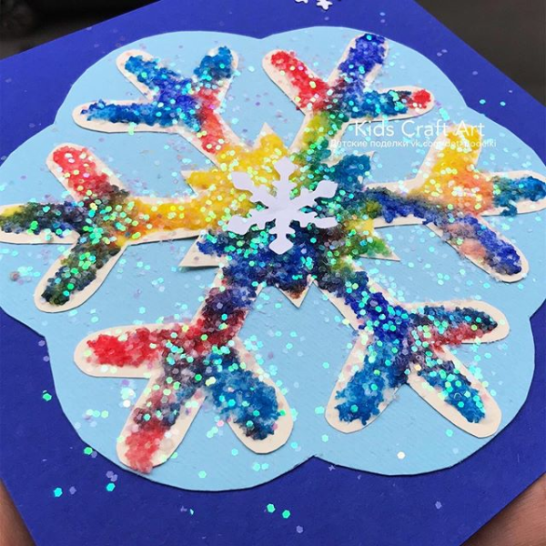 Рисование солью Снежинка