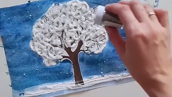 Аппликация с солью и красками