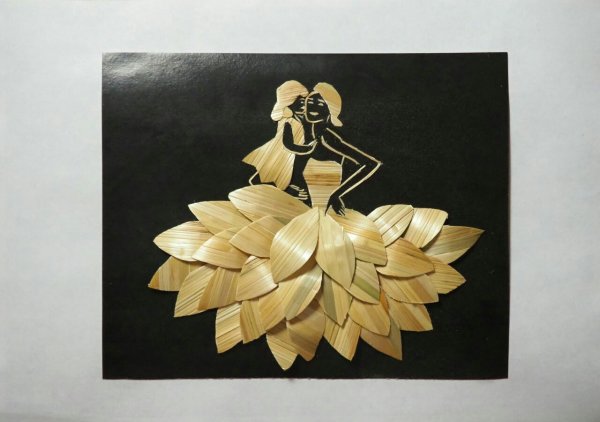 Объемная аппликация из соломки