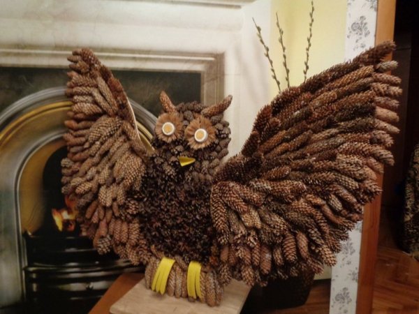 Сова из шишек мастер класс