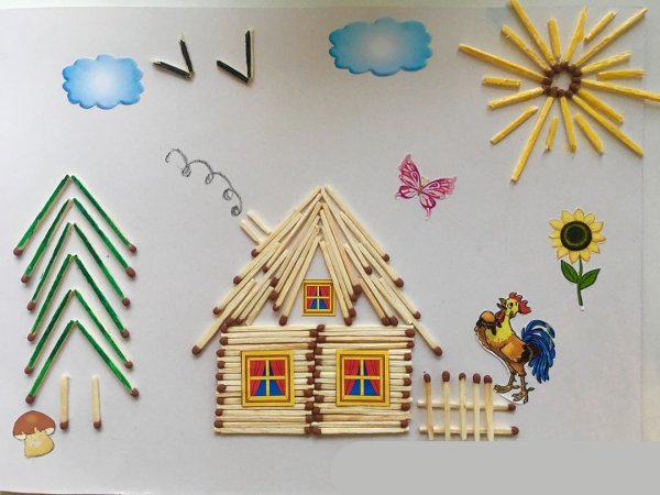 Аппликация из спичек для детей