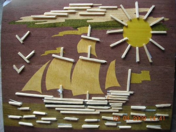 Панно из спичек для детей