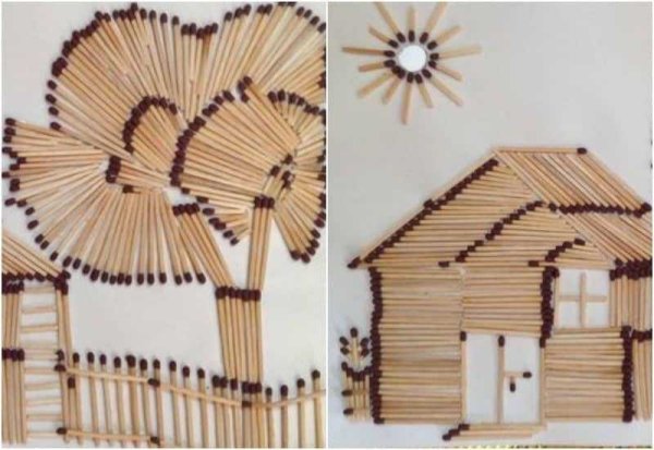 Панно из спичек для детей