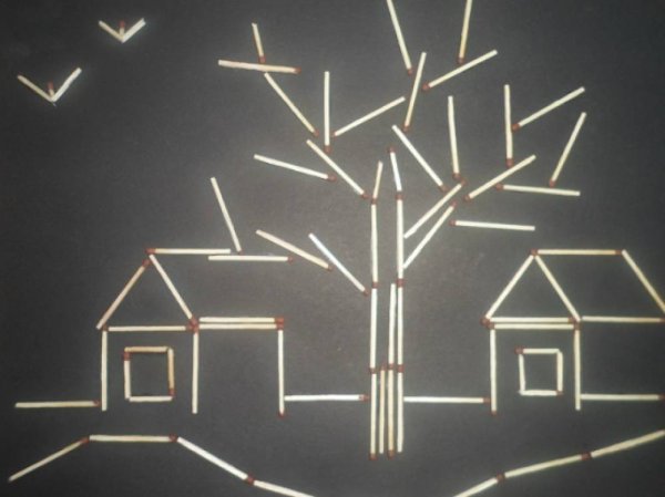 Панно из спичек для детей