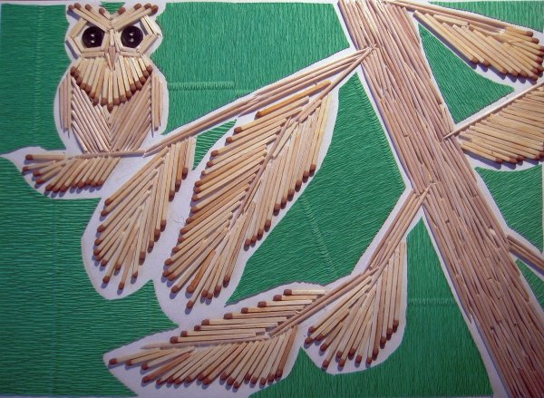 Поделка из спичек на картоне