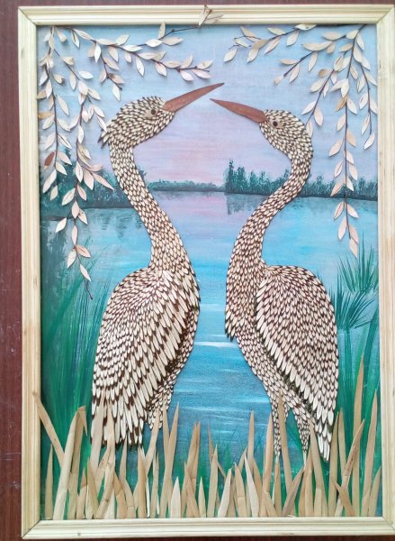 Аппликация из срезов веток