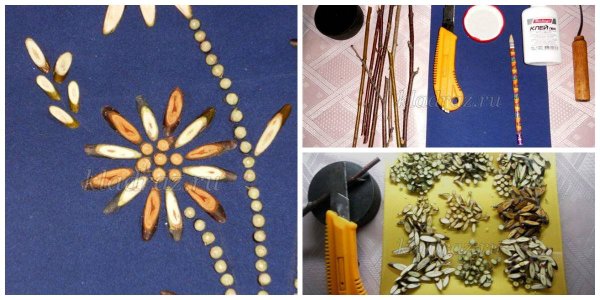 Панно из срезов веточек