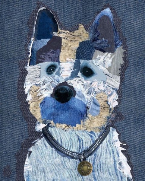 Аппликация из джинсовой ткани