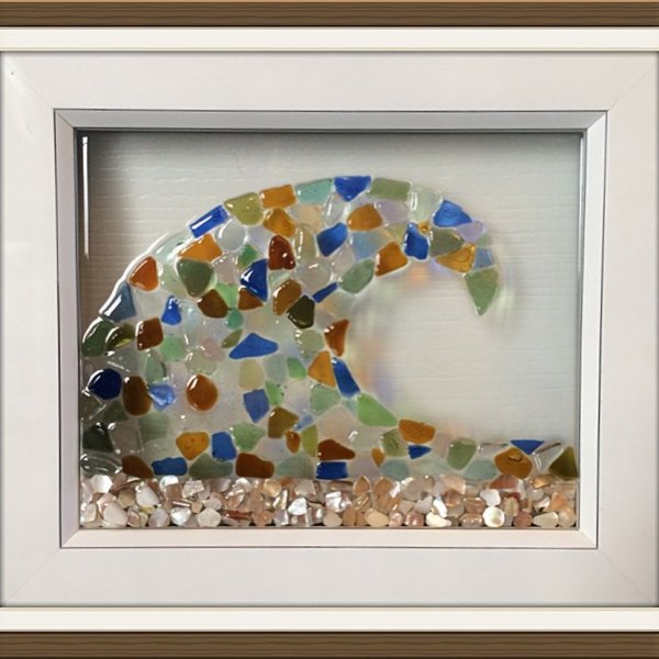 Панно из морского стекла