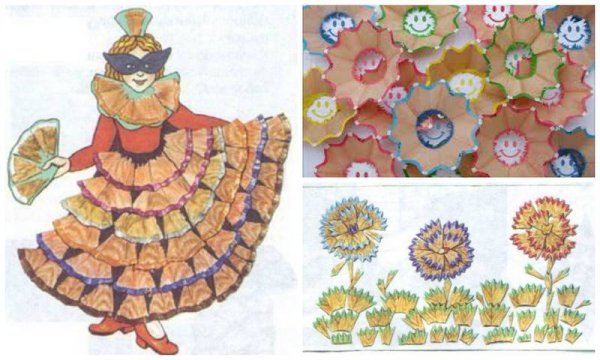 Аппликация из стружки карандаша