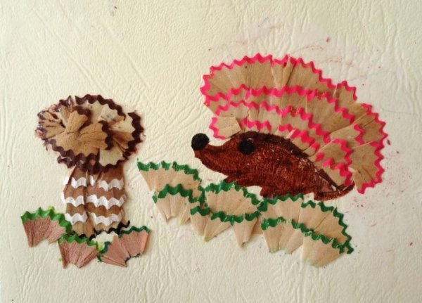 Аппликация из стружки карандаша