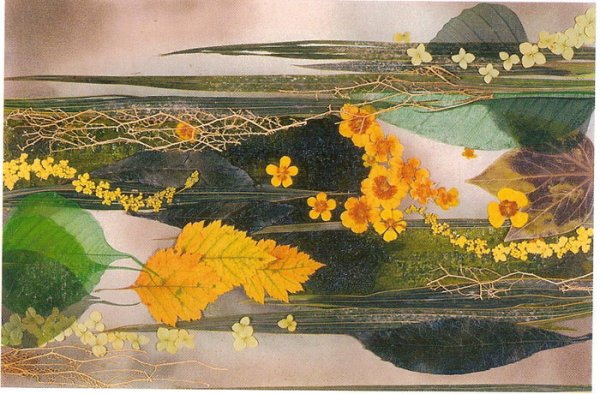 Японская техника ошибана картины из растений и цветов