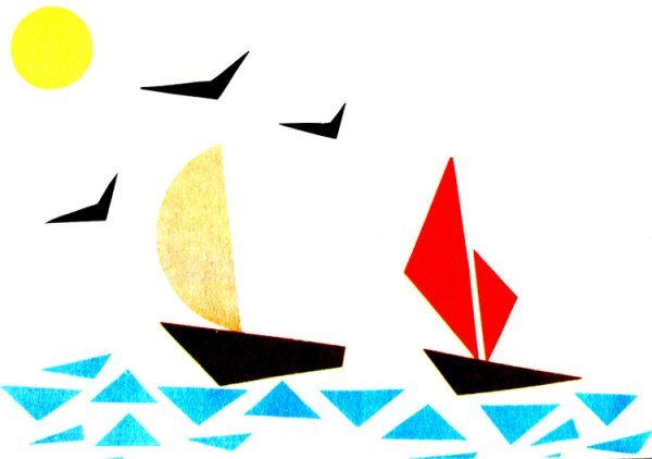 Парусник из треугольников аппликация