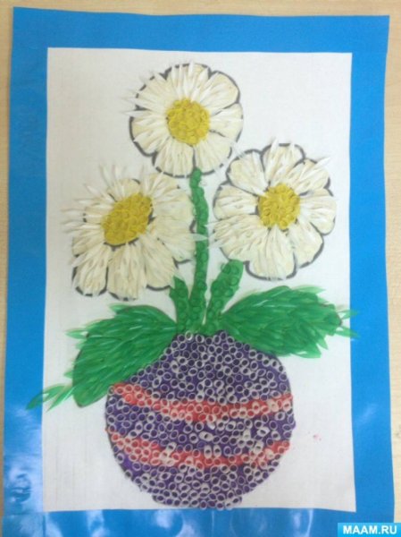 Аппликация цветы в вазе