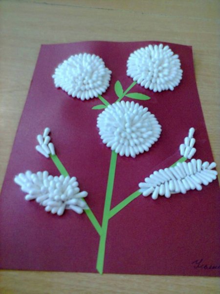 Поделки цветы из ватных палочек