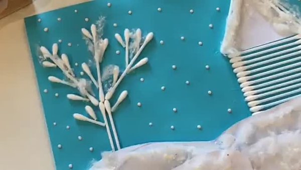 Зимняя поделка из ватных палочек