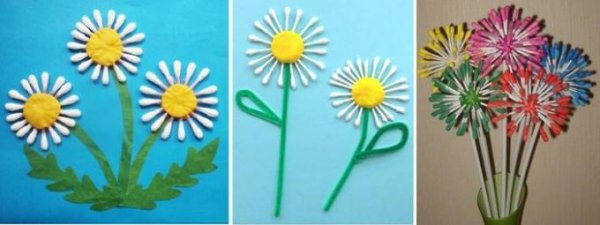 Поделка из пластилина и ватных палочек