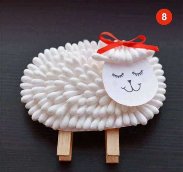 Овечка из ватных палочек