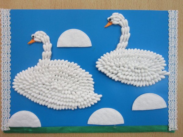 Аппликация из ватных дисков и палочек