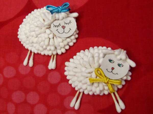 Овечка из ватных палочек
