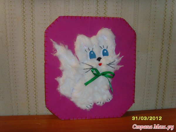 Поделка кот из ваты