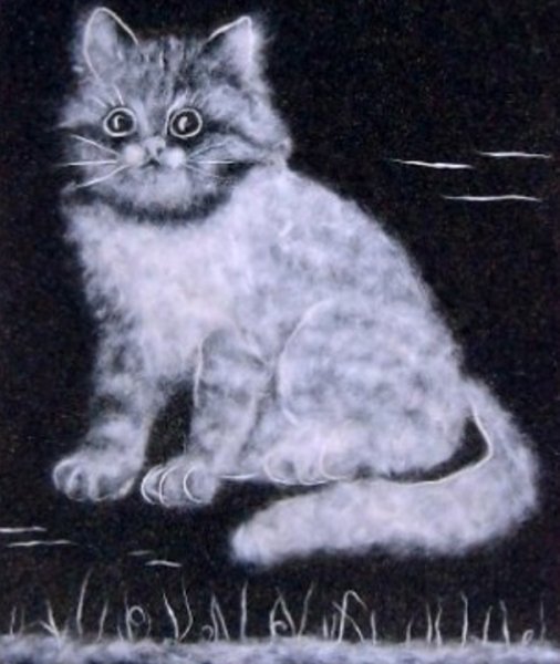 Рисование ватой на бархатной бумаге