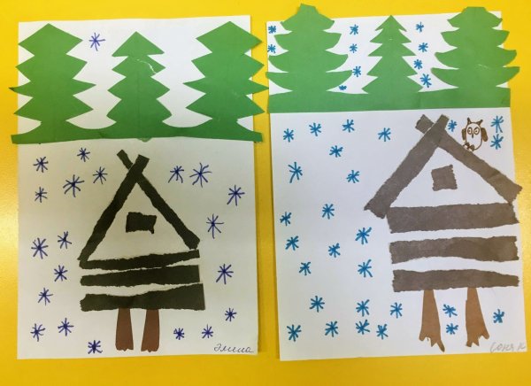 Аппликация избушка на курьих ножках