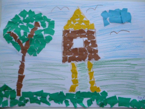 Аппликация избушка на курьих ножках подготовительная группа