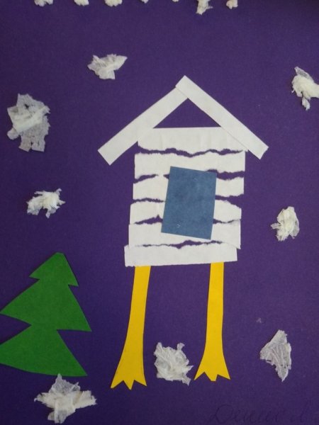 Аппликация избушка на курьих ножках подготовительная группа