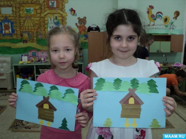 Аппликация избушка в подготовительной группе