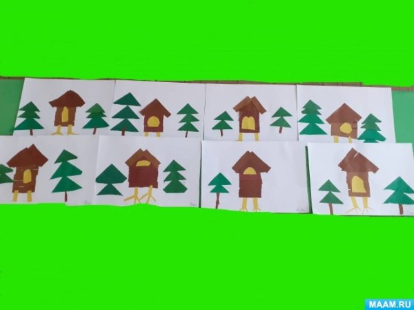 Аппликация избушка на курьих ножках