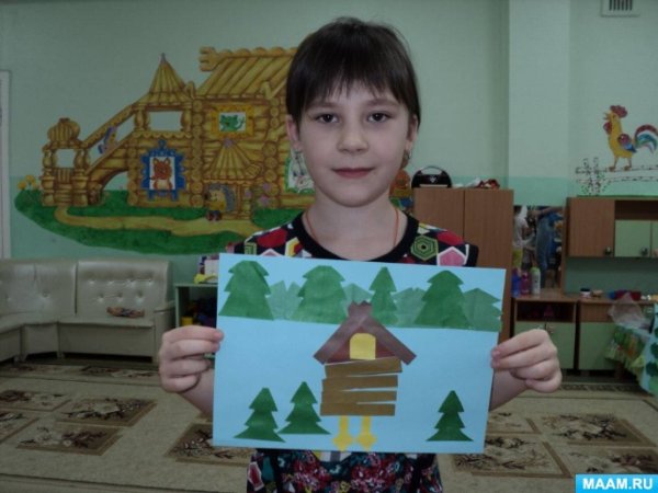 Аппликация избушка в подготовительной группе