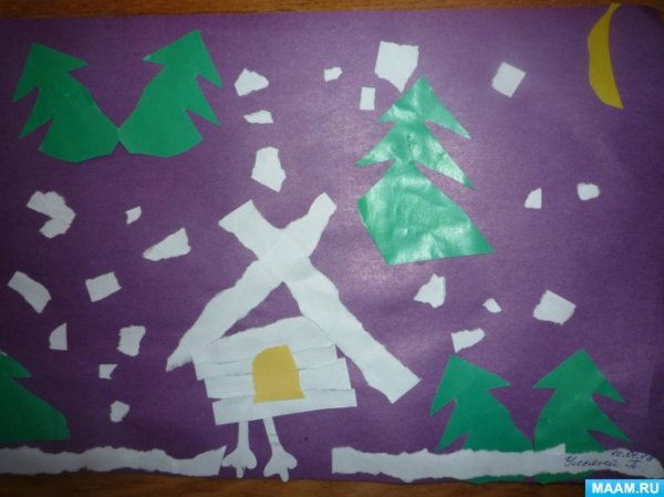 Аппликация избушка на курьих ножках старшая группа
