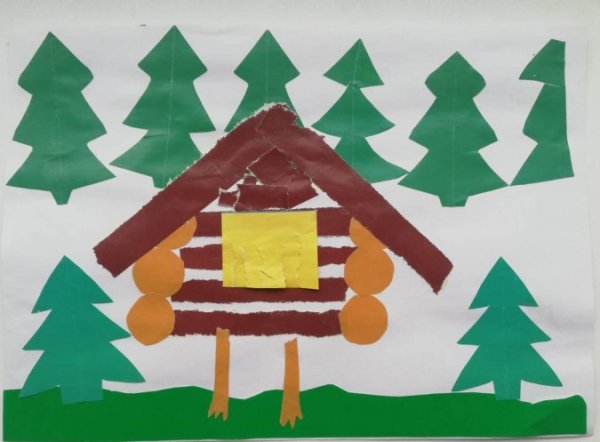 Аппликация избушка на курьих ножках подготовительная