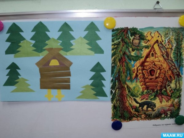 Аппликация избушка на курьих ножках подготовительная группа