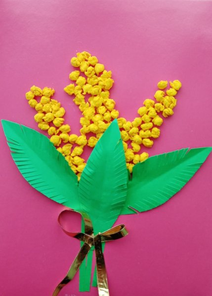 Поделка веточка мимозы