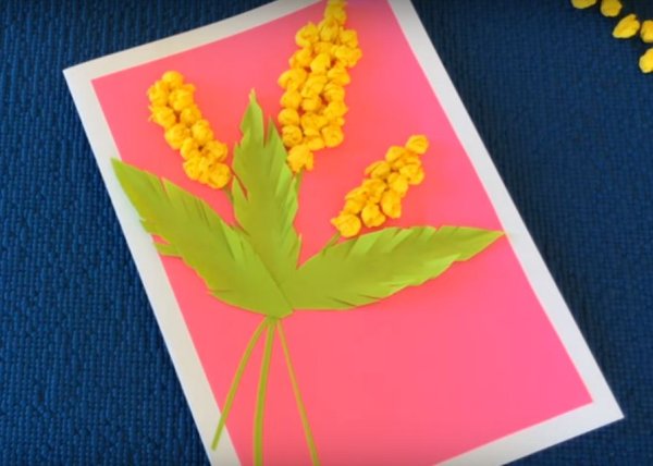 Аппликация Мимоза из салфеток