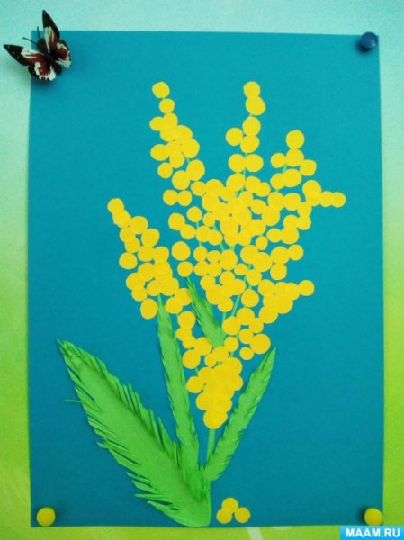 Поделка мимозы с детьми в детском саду