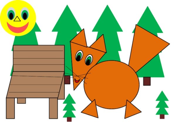 Аппликация из геометрических фигур для детей