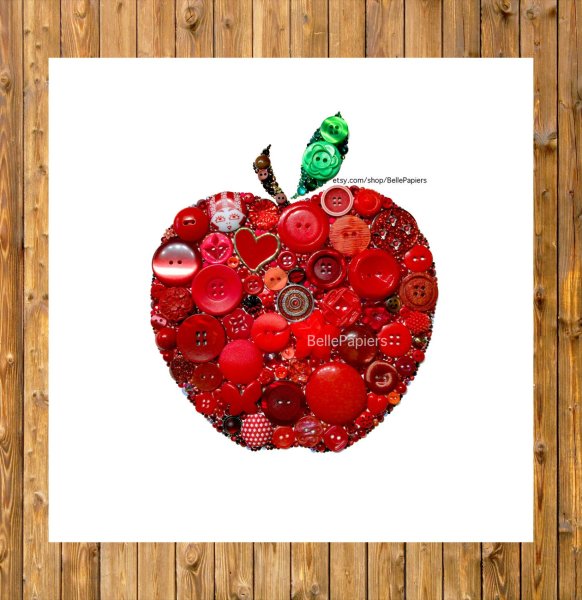Яблоко из пуговиц своими